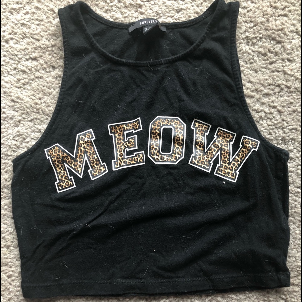 Black “meow” crop top